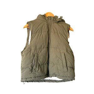 Love Tree Puffer Vest Women's Size L Green & Cream Cozy